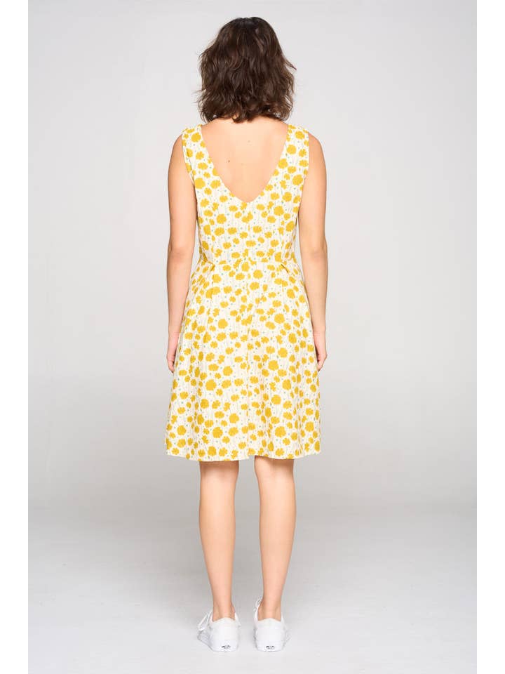 Moutarde Robe fleurie en coton moutarde en vente sur Faire2