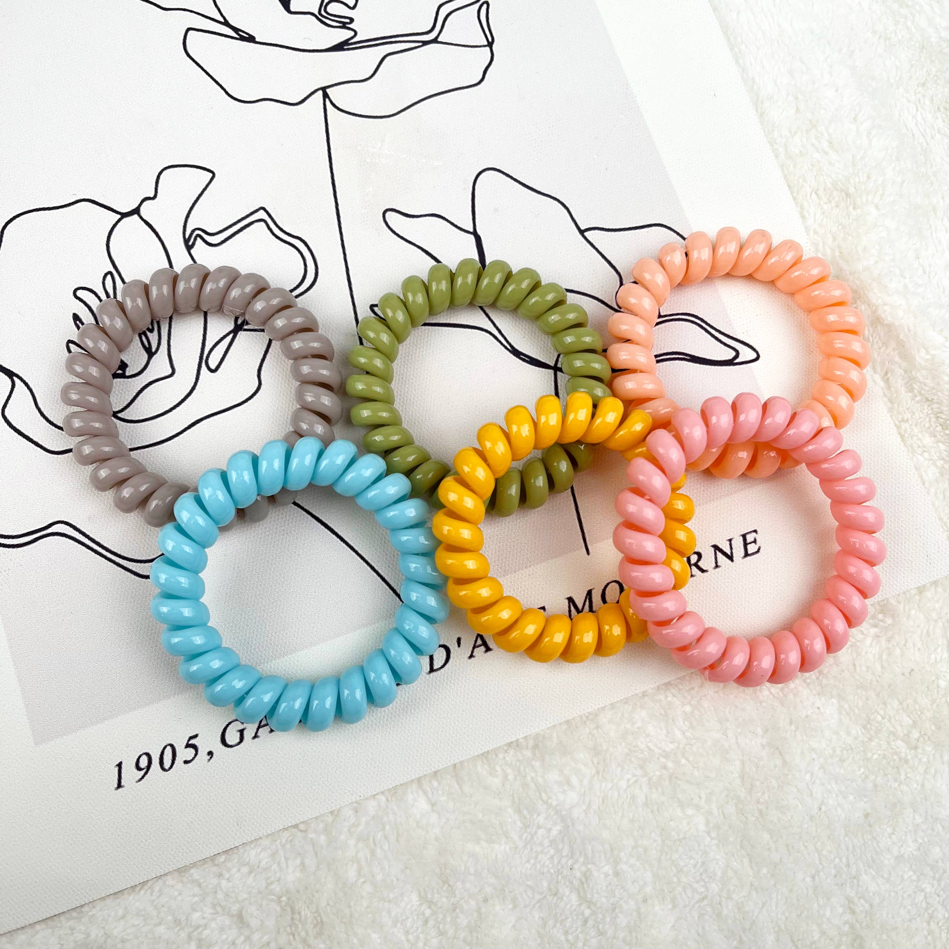 SoapElenGlen – wholesale Hair tie – 6PCS Candy Color Phone Wire Hair Tie Set5