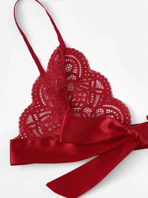 We-vibe – wholesale Lingerie Set – women's – Lace Embossed Bow Deep V Sexy Lingerie Set12