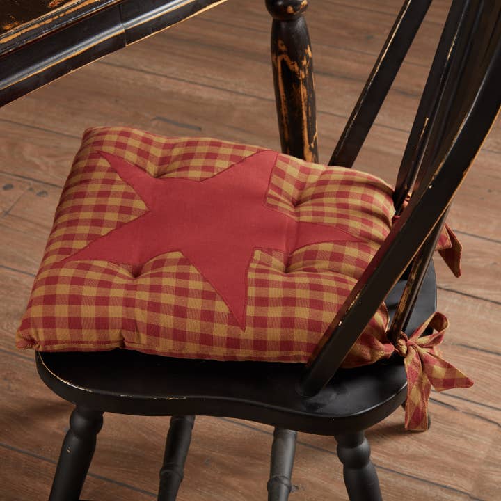 VHC Brands - Wholesale Chair Cushion - Burgundy Star Chair Pad