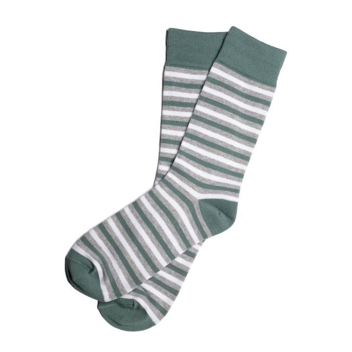 Sage Green Striped Socks | Men's Size for wholesale by Groomsman Gear