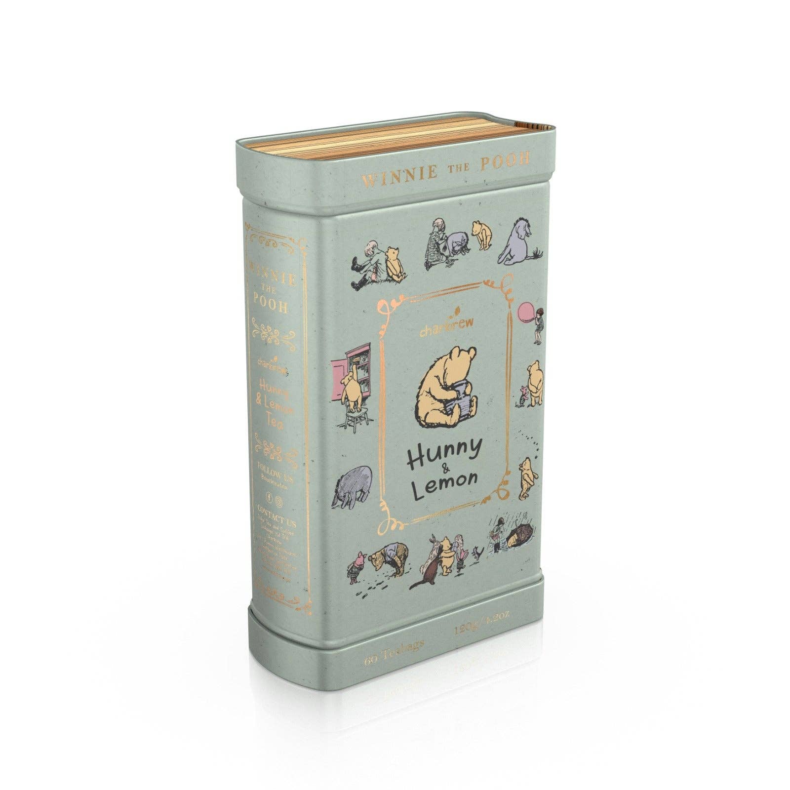Charbrew Tea & Coffee – wholesale Tea bags – Winnie Hunny & Lemon Tea Tin Book - 60 Teabags2