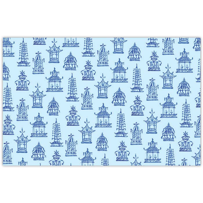 Set de table assortiment de pagodes bleues pour la vente par RosanneBeck Collections