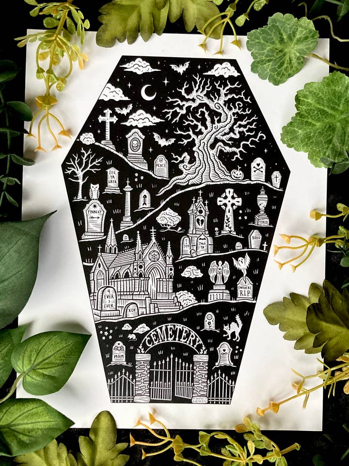 Cimitero in Bara, Formato Lettera, Morte Spettrale e Stravagante per la vendita all'ingrosso da parte di Soni Graves