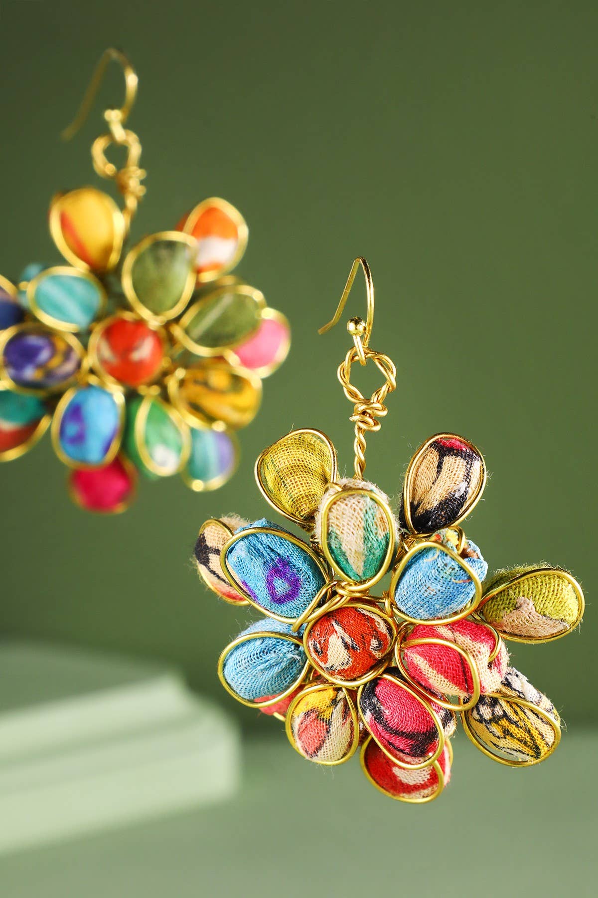 MULTI MUL  Handmade Wrapped Beaded Flower Earrings for wholesale on Faire2