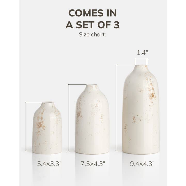 SHELF&SHELF - Wholesale Vase - Earthy Elegance Ceramic Vases - Set of 3