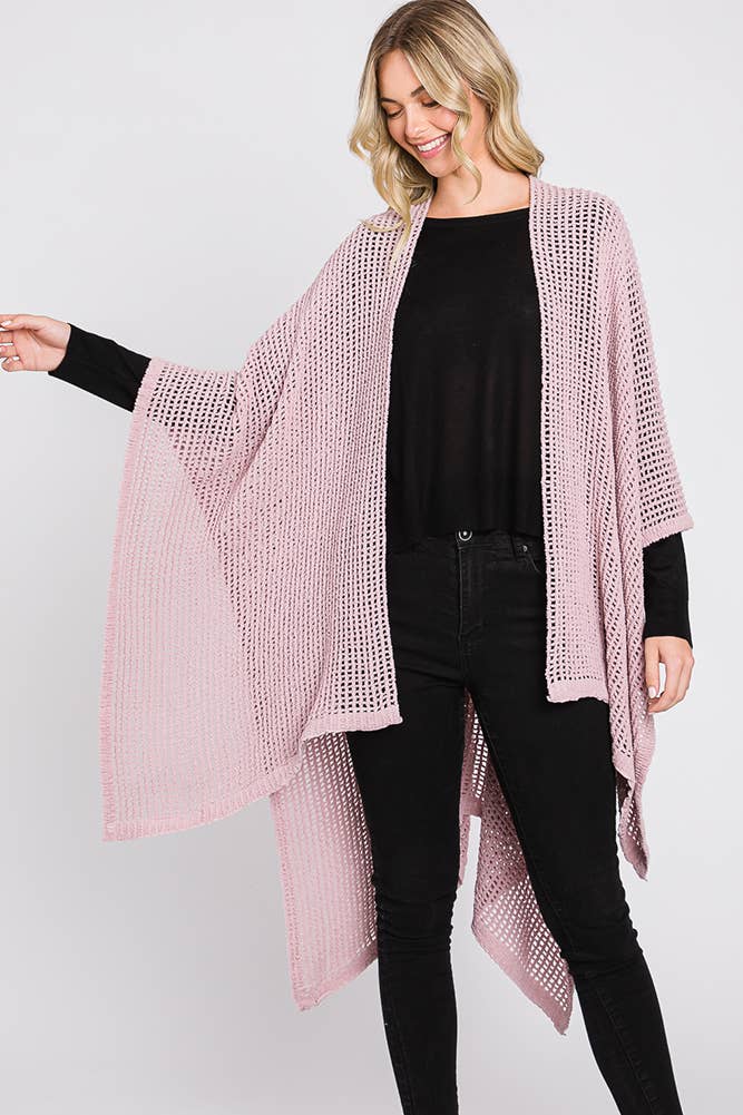 Hana - Wholesale Cardigan - Dames - Solid Chenille Crochet Ruana2