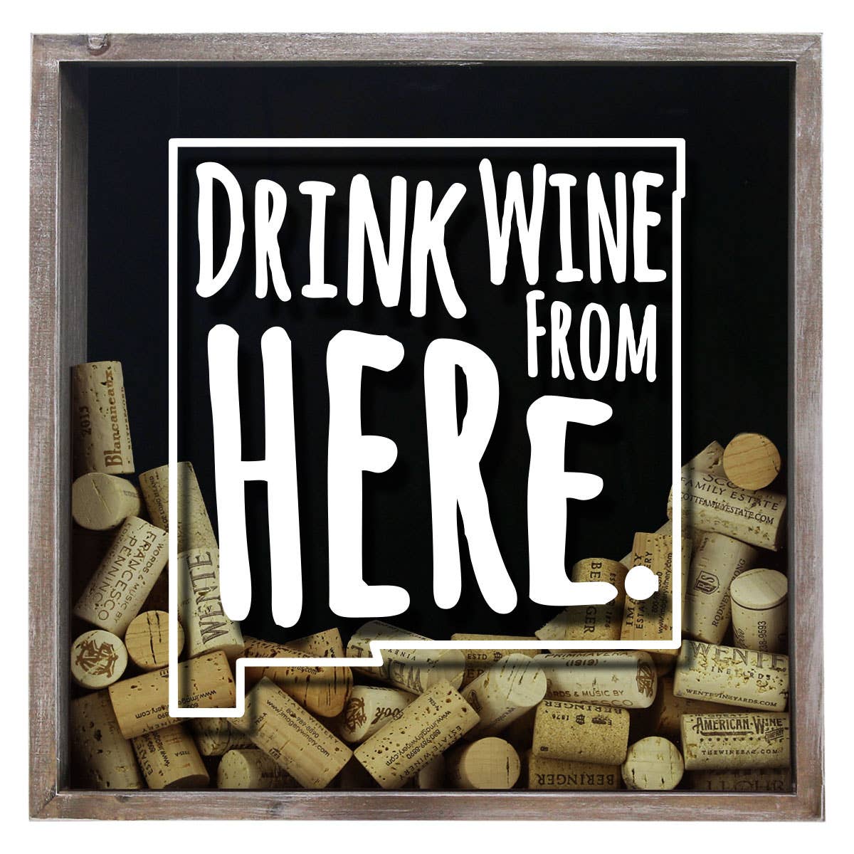 Torched Products - Wholesale Sign - Drink Wine From Here Beer Cap Shadow Box - Farmhouse Antique29