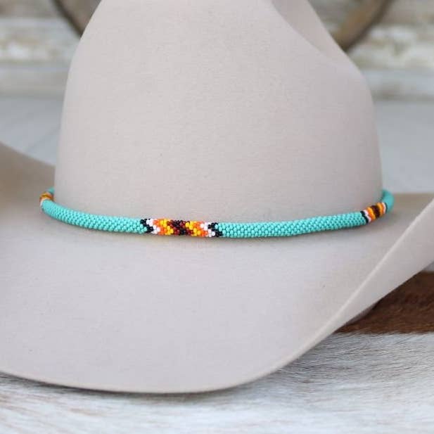 Round Beaded Hat Band (Turquoise) for wholesale by Willow Lane Hat Co.