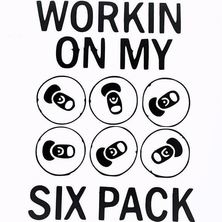 Sous-verre 4x4 « Working on my six pack » en céramique avec dos en liège pour la vente par Abnormal Creations