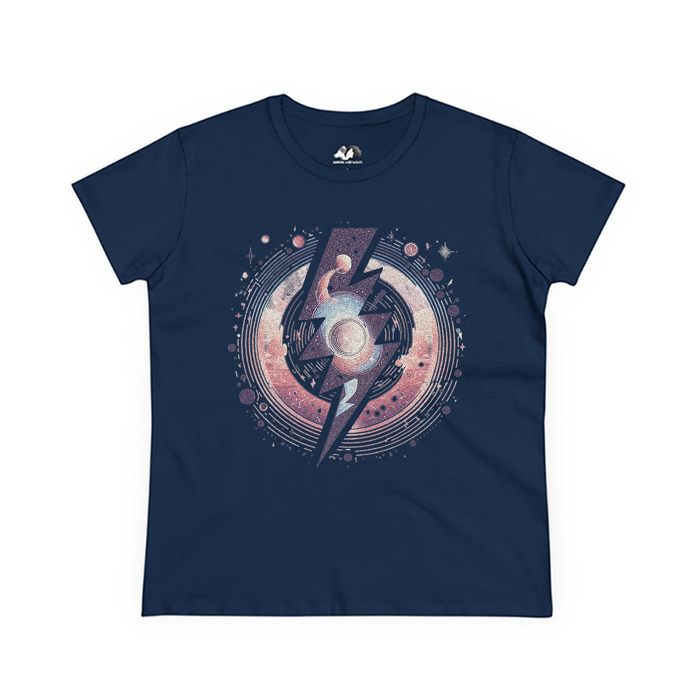 Running With Wolves - Wholesale Screen Printed T-Shirt - Women's - Lightning Strike - 100% Cotton Lightning Bolt Retro Tee4