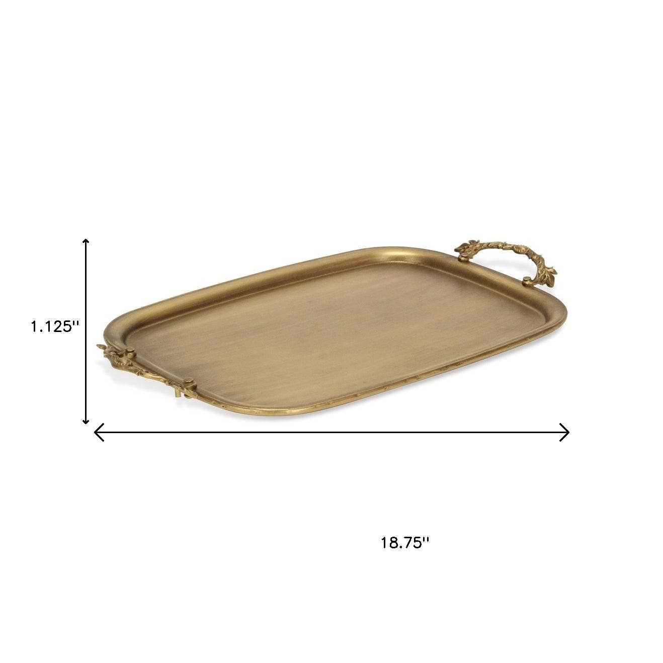 HomeRoots – wholesale Serveringsfat – 19" Antikguldfärgad handgjord bricka i gjutjärn2