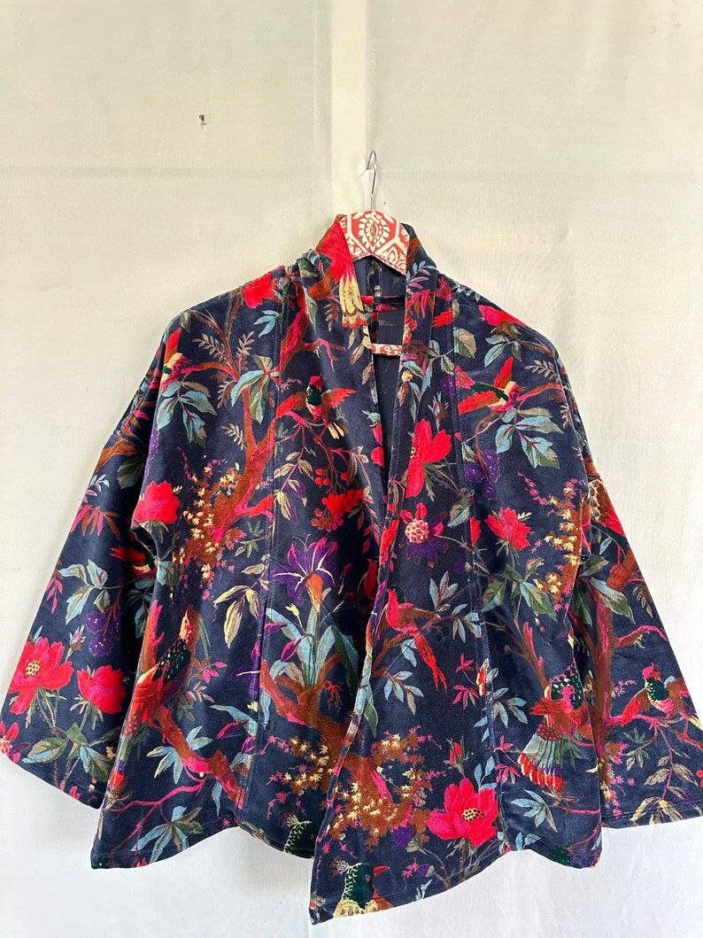 Bhawana Handicrafts - Wholesale Jacket – Women's - 5 Piece Lot, Cotton Velvet Short Jacket Style Kimono Coats4