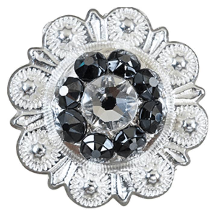 Rodeo Drive - Wholesale Craft Supplies - Bright Silver Jet & Clear Crystal Conchos - Sizes from 1"- 3" and Buckles