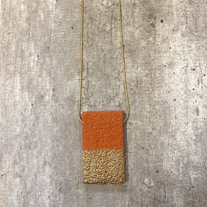 Concrete Texture Short Necklace - Orange & Gold for wholesale by MARILIA CAPISANI