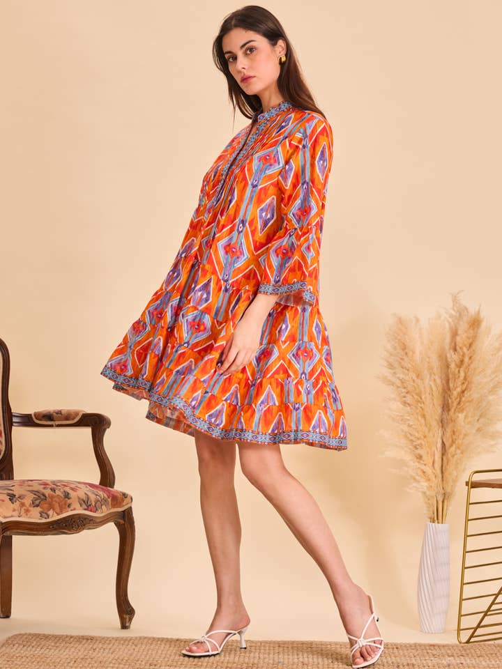 IP A-line short dress in printed cotton - Orice for wholesale on Faire10