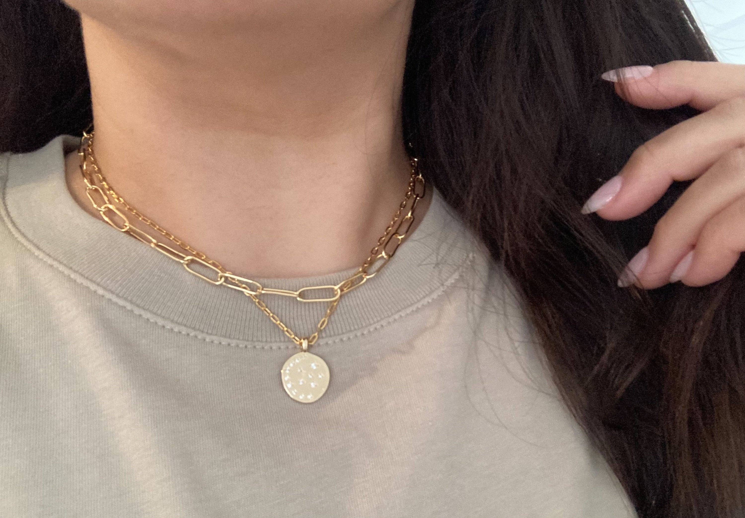 Amady Jewelry - Vente Colliers à pendentif - Collier en or 18 carats avec médaillon et zircone imperméable à l'eau7