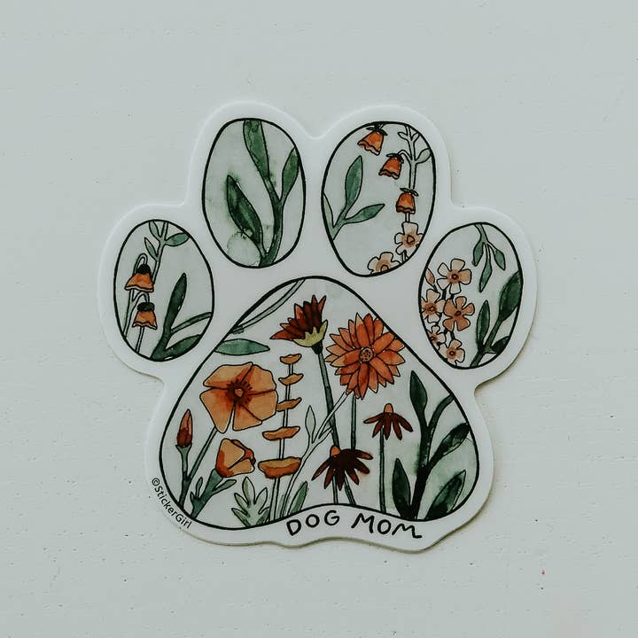 Dog Mom Floral Vinyl Sticker for wholesale by Sticker Girl