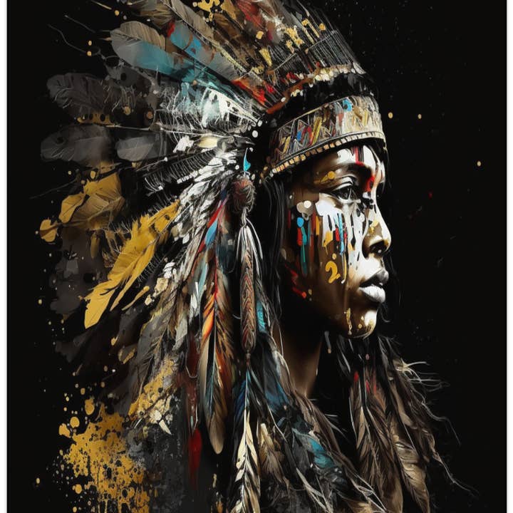 Garçon guerrier amérindien pour la vente par Vision2Canvas