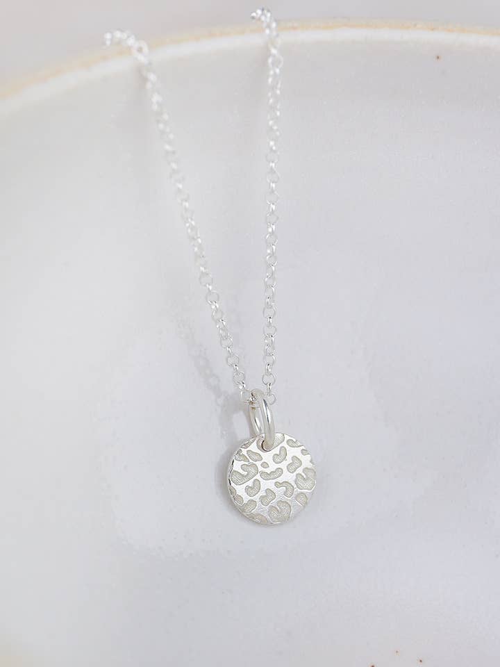 Sterling Silver Light Leopard Print Dinky Pendant for wholesale by Lucy Kemp Jewellery