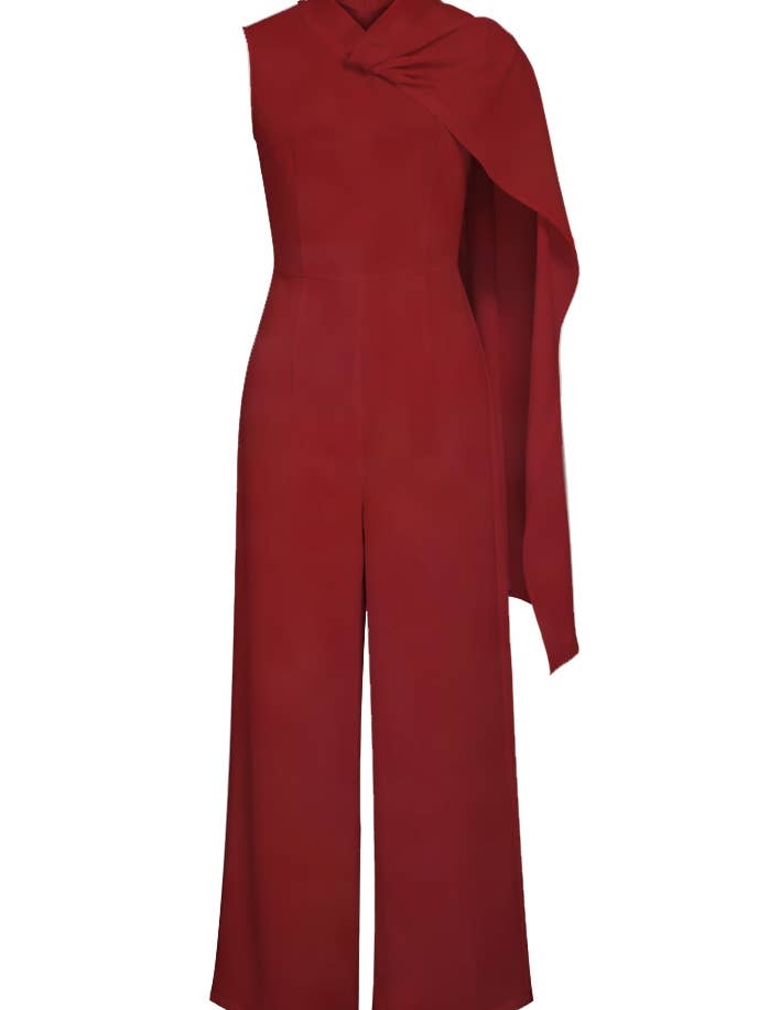 Combishort drapé à une épaule Chic Star Grande Taille en rouge 031 pour la vente par CHIC STAR