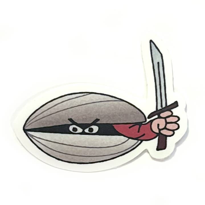 Mighty Quahog Clam 2.5" Matte Vinyl Sticker for wholesale by Sel Gerosa Design