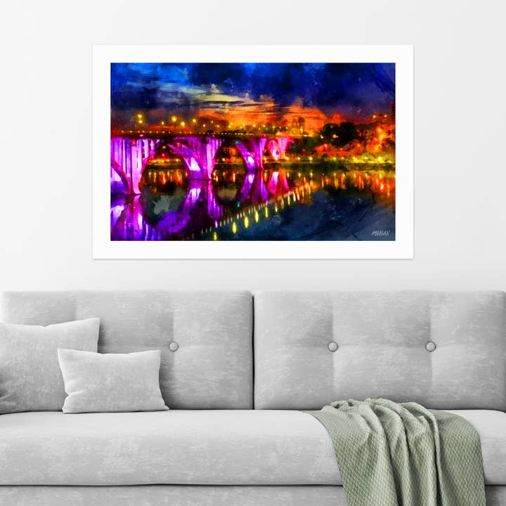 Kunstdrukken van Giclee, Knoxville TN, Henley Street Bridge voor wholesale door G.O.A.T House of Creative