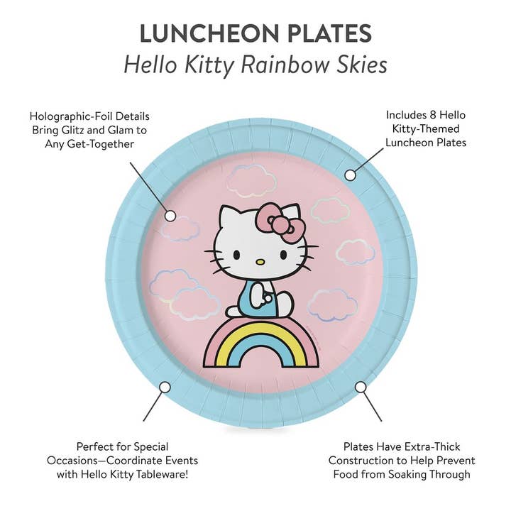 Studio Oh! - Wholesale Disposable Plate - Hello Kitty Rainbow Skies Luncheon Plates4