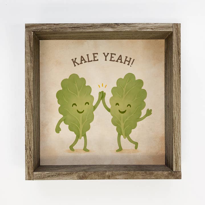 Funny Famers Market Kale Yeah - Canvas Art Sign - Framed Art for wholesale by Hangout Home
