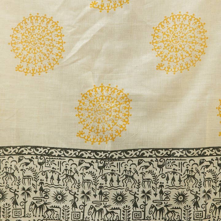 Exotic India Art - Wholesale Scarf - Women's - Whitecap-Grey Cotton Hand Block Barley Block Print Dupatta3