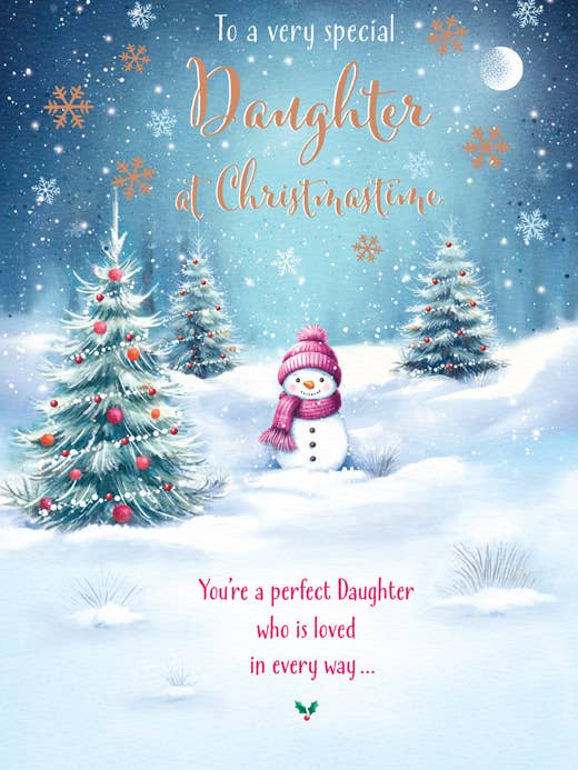 Christmas Card, Daughter, Snowman for wholesale by Piccadilly Greetings