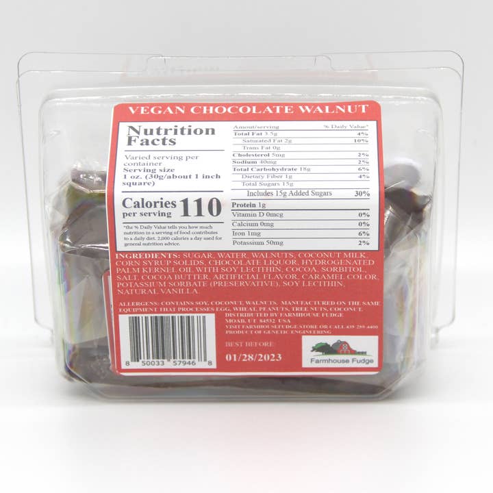 Farmhouse Fudge - Wholesale Fudge - Vegan Chocolate Walnut Fudge 8 oz.4