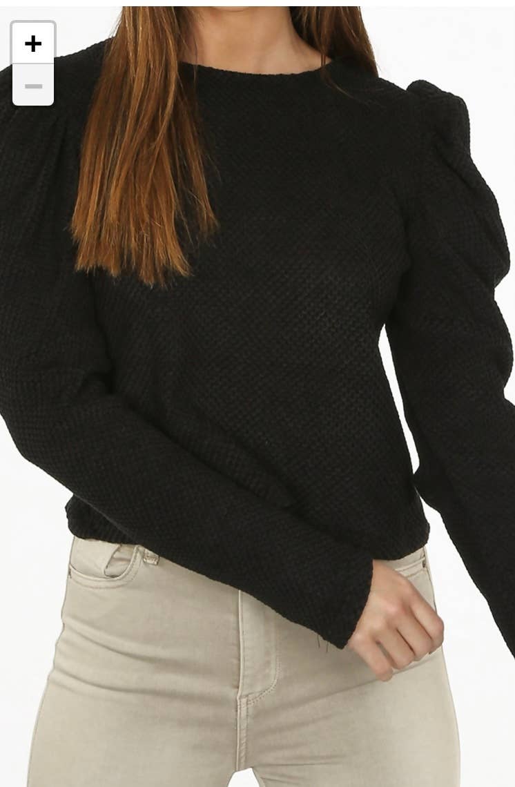 B.Boutique – wholesale Blouse – Women’s – Puff woven black top1