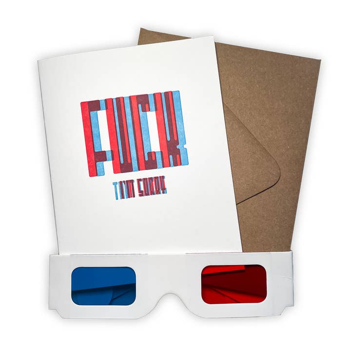 Fuck 3-D Secret Decoder Letterpress-kaart voor wholesale door Letterpress Jess