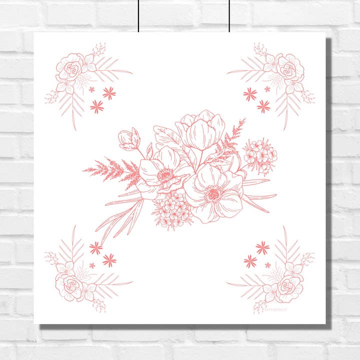 Tea Towel - Flour Sack | Flower - Pink for wholesale by FAVORSTREET