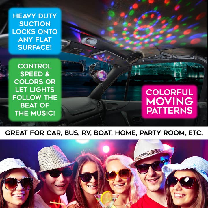 Novelty Brands - Wholesale Retailer Display - Home & Living - USB LED Disco Mood Light with Suction Cup Mount - 4 Display