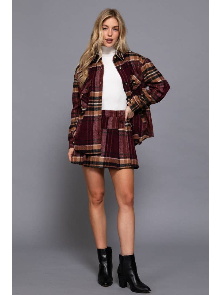 Active Basic | Active USA - Wholesale Shirt Jacket/Shacket - Women's - Long Sleeve Wool Blend Plaid Button Down Casual Jacket 10