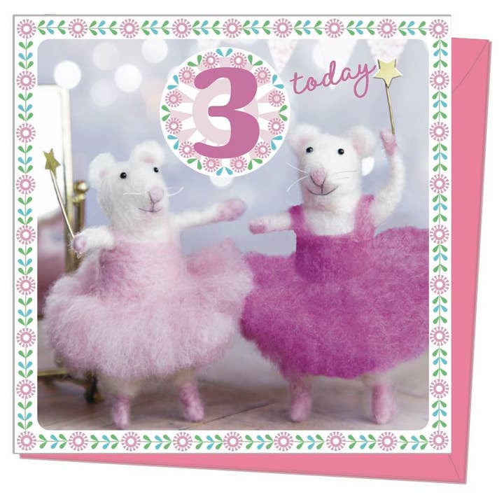 Ballet Class - Age 3 Card for wholesale by Maddy's Mice