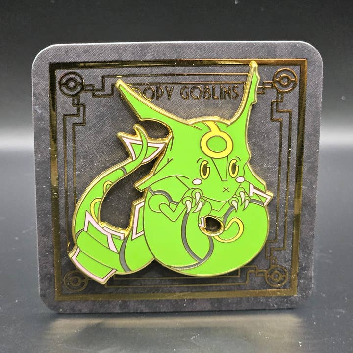 2 Inch Rayquaza Hard Enamel Pin for wholesale by GoopyGoblins