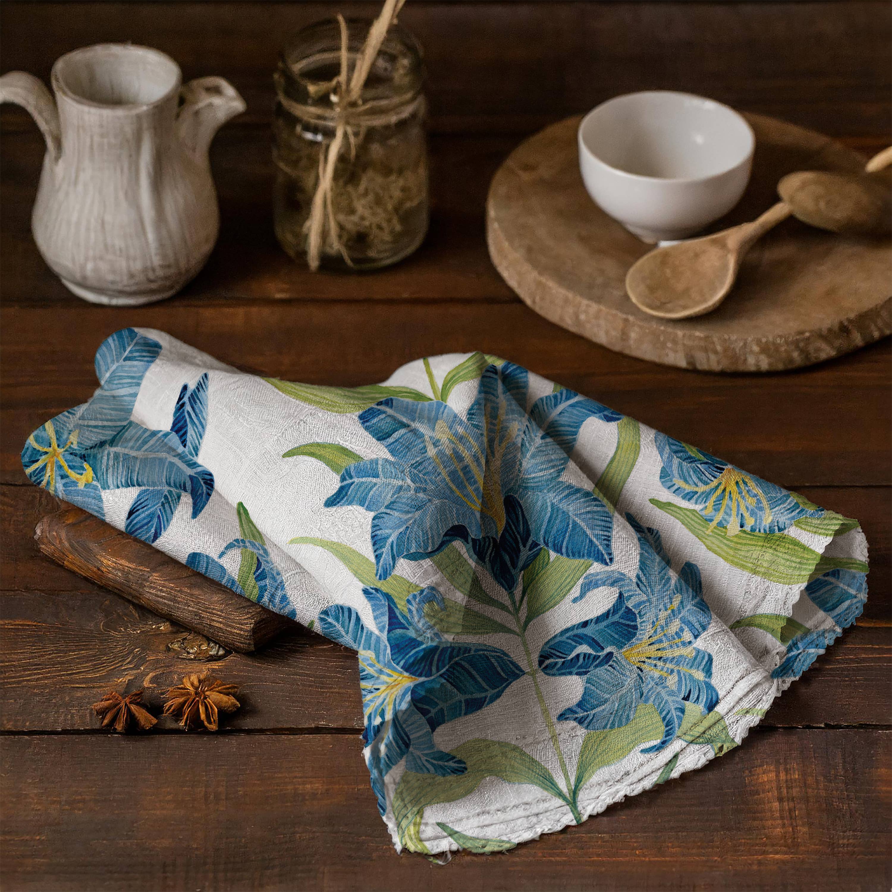 Sarah Rose - Wholesale Tea Towel - Blue Lilies Organic Linen Tea Towel2