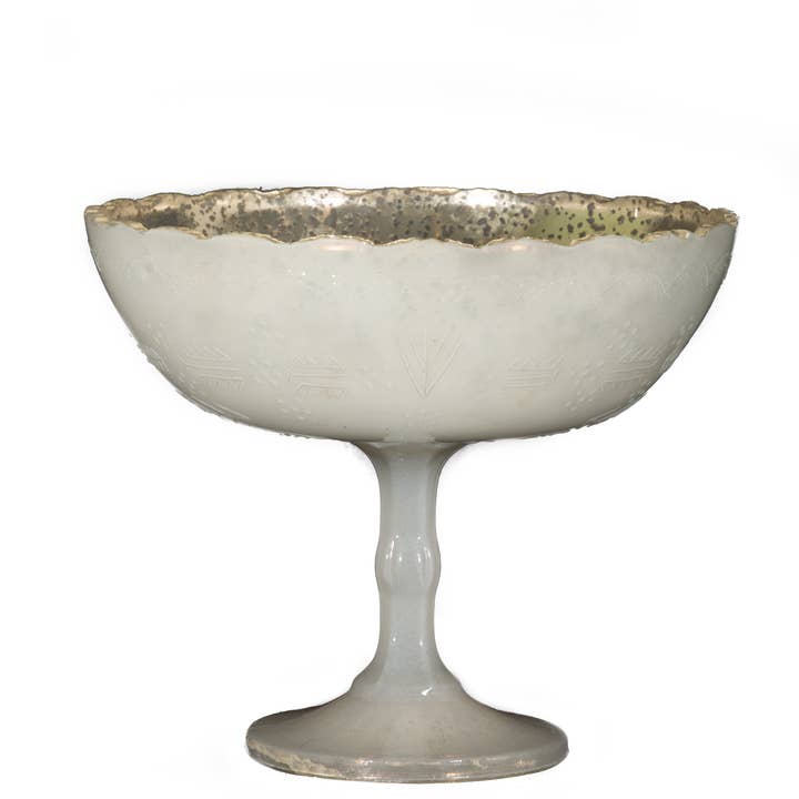 Ciotola in vetro mercurioso shabby chic (20,3 x 19,1 cm di altezza) per la vendita all'ingrosso da parte di S.N.K. Home Decor