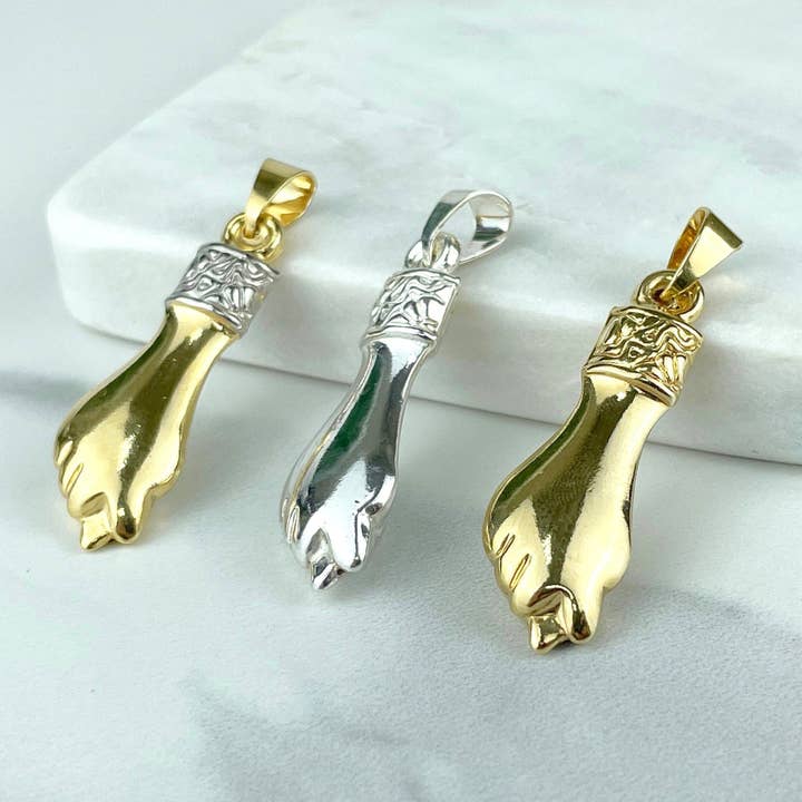 Luxus Accessories - Wholesale Individual Charm/Pendant - 18k Gold Filled Silver Filled or Two Tone Figa Hand Pendant3