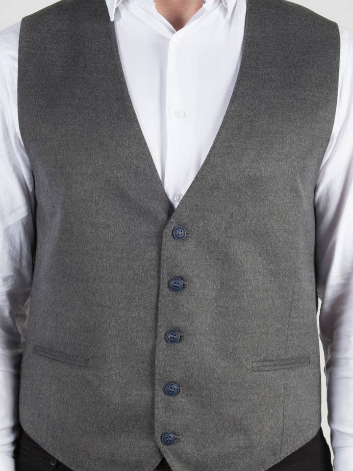 Solid Grey Formal Vest (Big & Tall) for wholesale by Luchiano Visconti