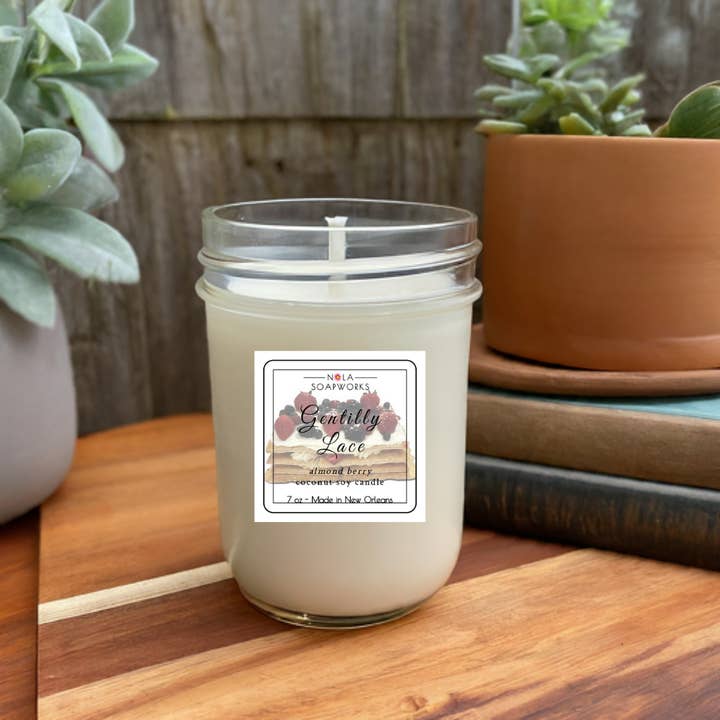 Essentially NOLA Soap Works - Wholesale Jar/Filled Candle - Gentilly Lace Coco Soy Candle - A Slice of NOLA Luxury