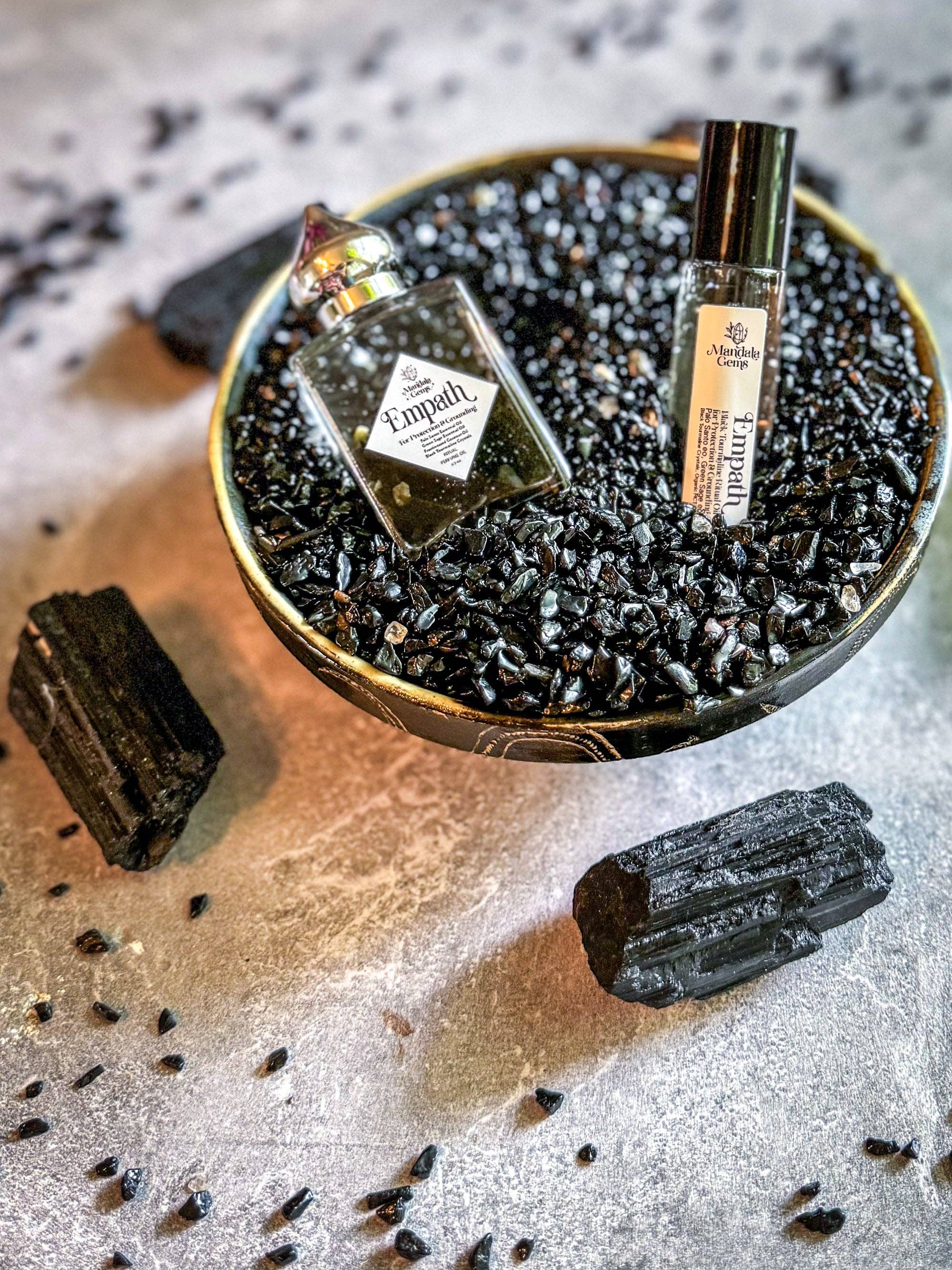 Mandala Gems - Venta al por mayor Aceite de fragancias - Perfume Natural con Cristales de Protección EMPATH Infundido con Turmalina Negra4