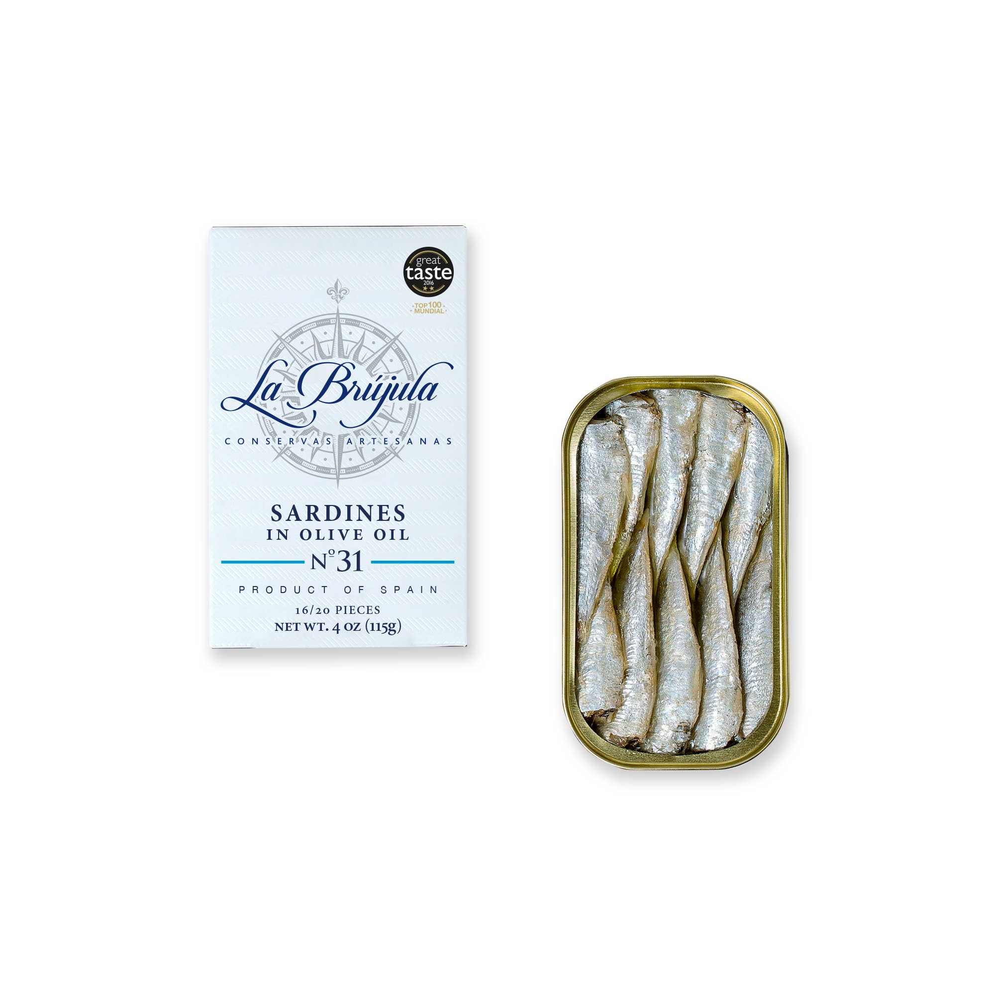 Conservas La Brújula - Wholesale Tinned Fish - Small Sardines In Olive Oil 16/20 RR125. LB31
