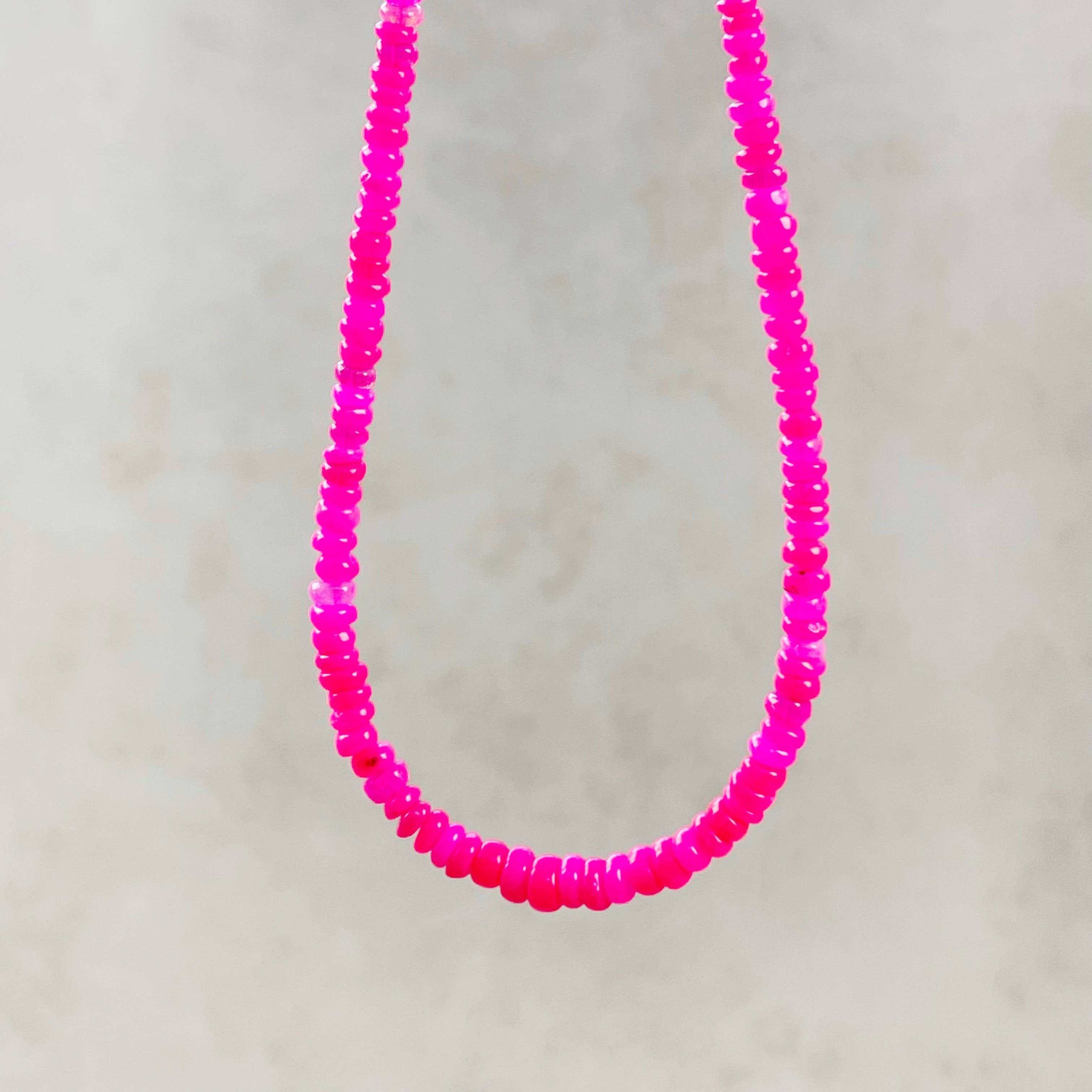 Ewelina Pas Jewelry - Wholesale Beaded/Pearl Necklace - Igni// Hot Pink Fire Opal Heishi Beaded Necklace1