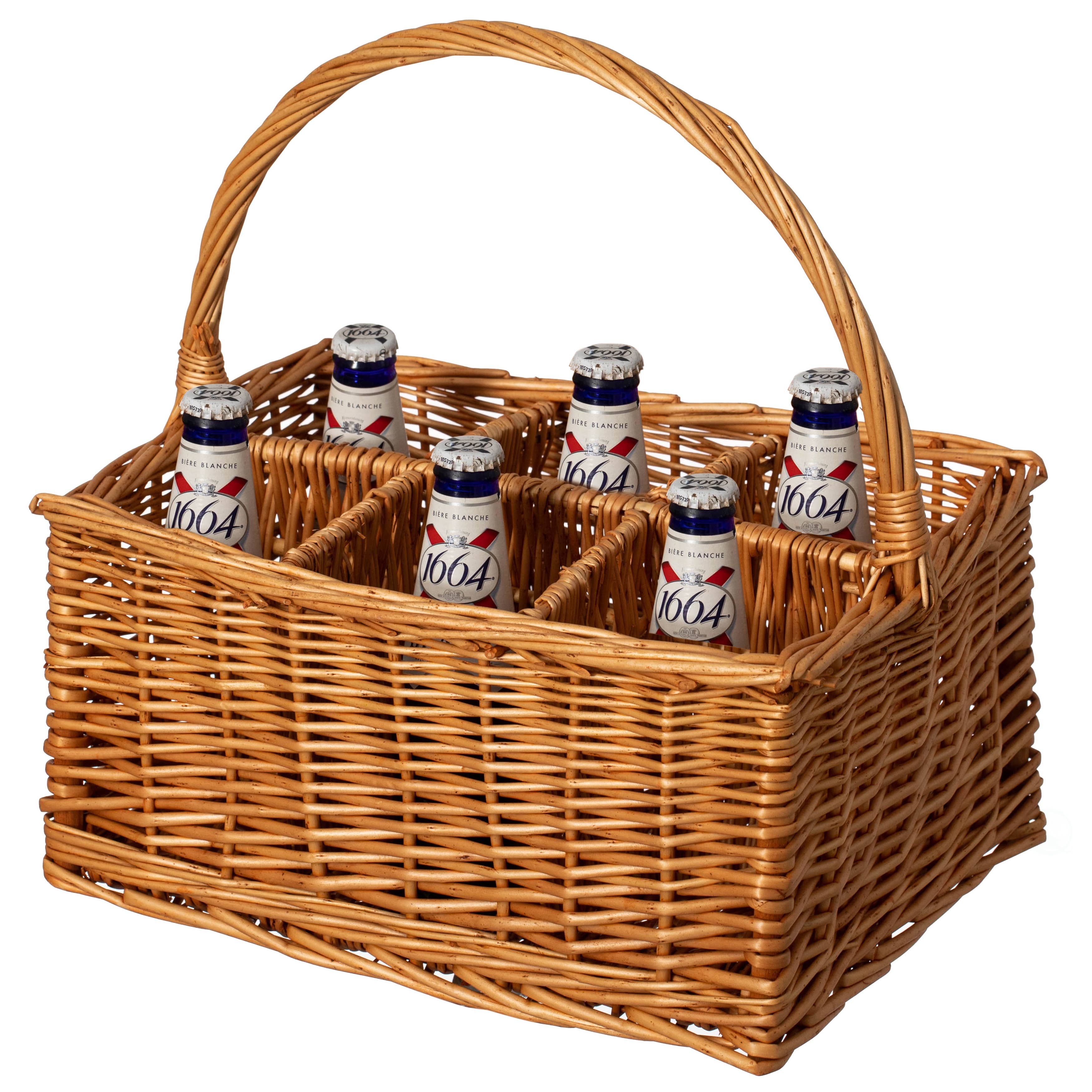 Quickway Imports - Venta al por mayor Bolsa portavino - Cesta de mimbre para 6 botellas de vino y bebidas0