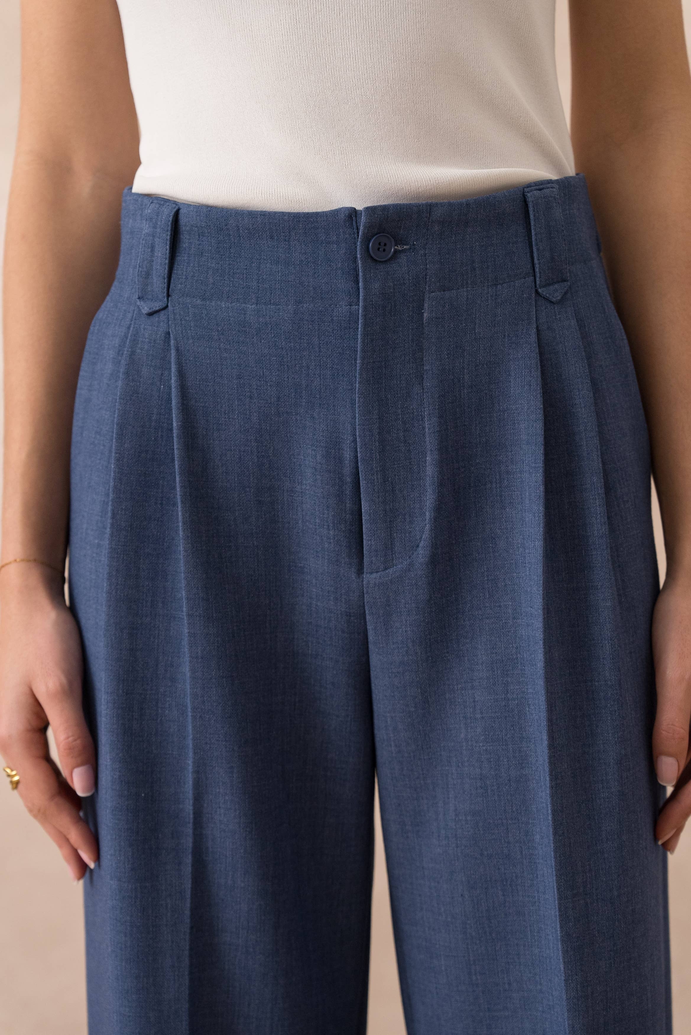 Attentif Paris - Vendita all'ingrosso Pantaloni eleganti - Donna - [Aura] Pantaloni ampi a vita alta con pinces32