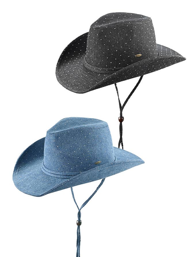 C.C All Over Rhinestone Denim Cowboy Hat for wholesale by Hana